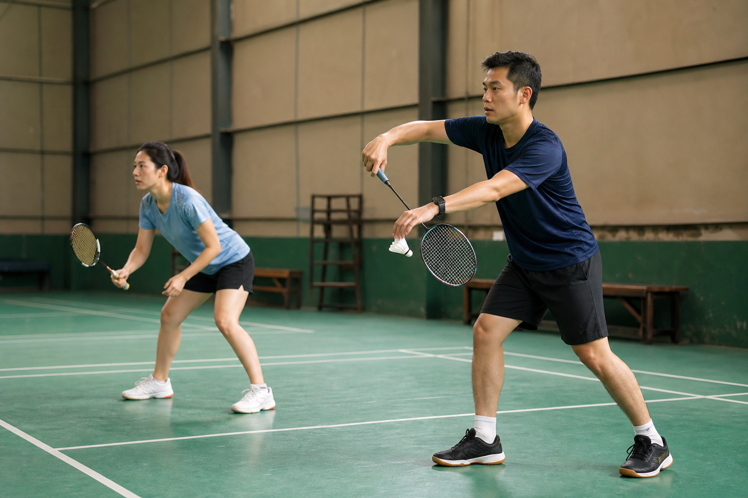 Badminton dubbelspel serveren zonder telstress: wie staat waar na elk punt?